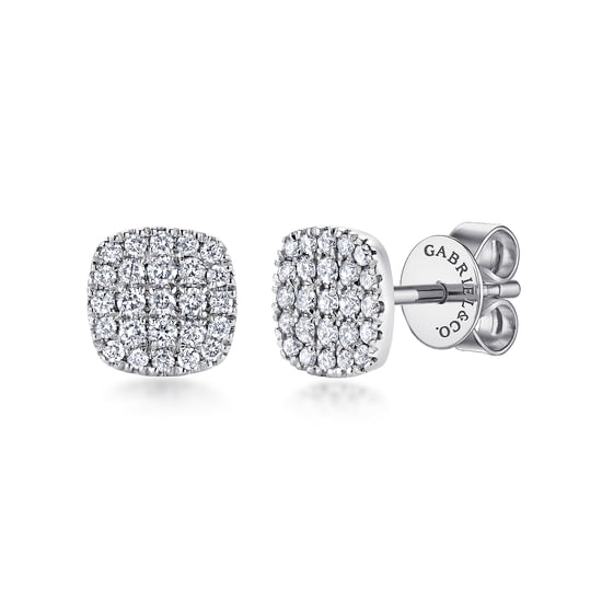 Gabriel - 14K White Gold Diamond Pavé Square Studs