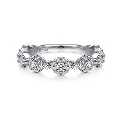 14K White Gold Diamond Pavé Station Stackable Ring