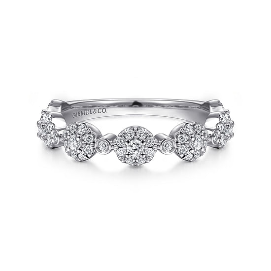 Gabriel - 14K White Gold Diamond Pavé Station Stackable Ring