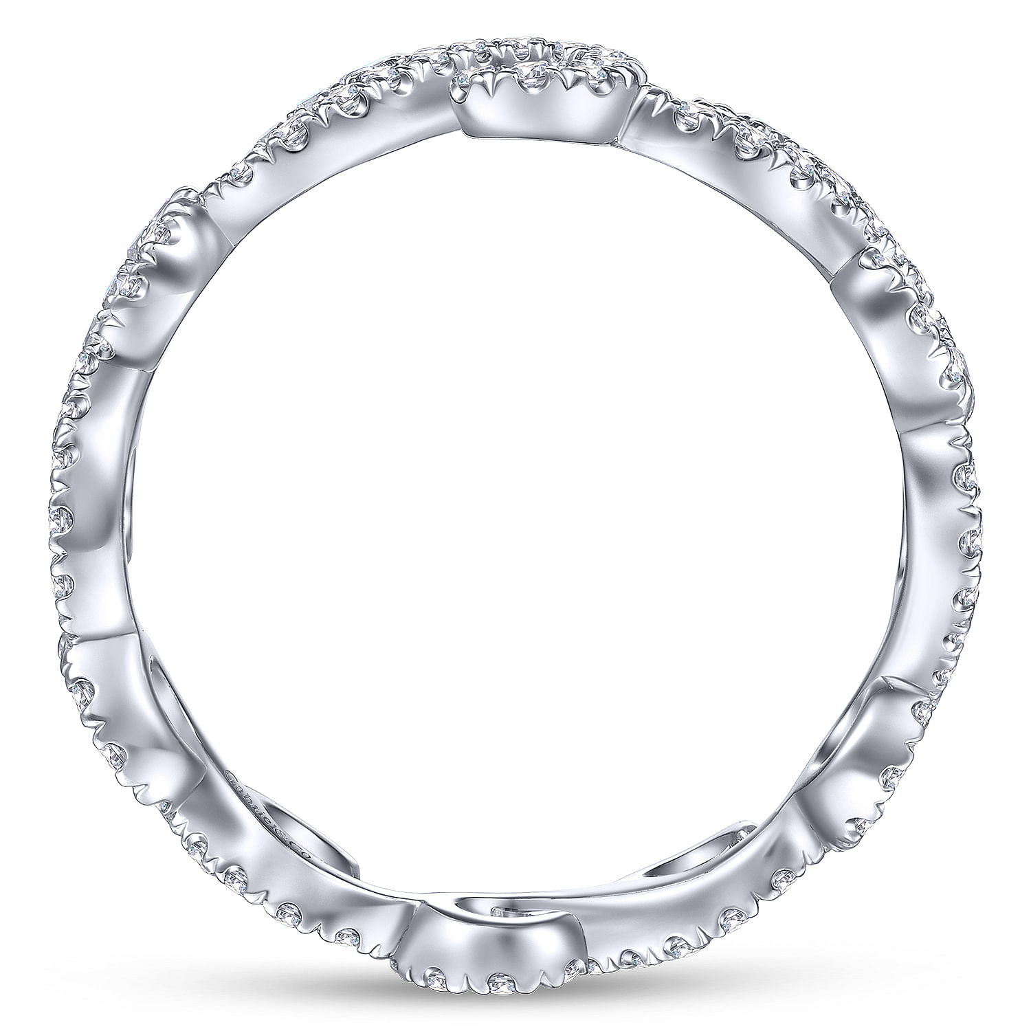 14K White Gold Diamond Pavé Swirling Eternity Ring