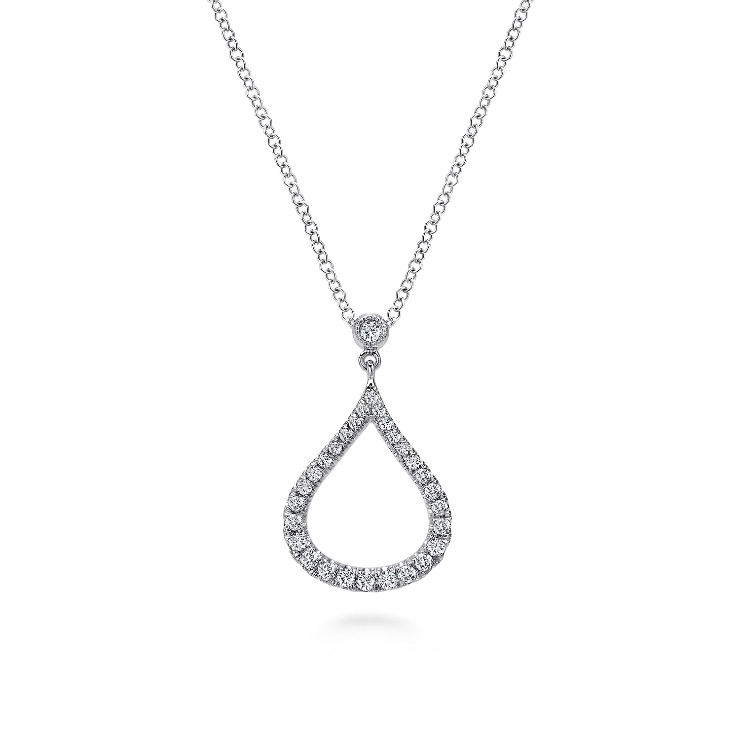 Gabriel - 14K White Gold Diamond Pavé Teardrop Pendant Necklace