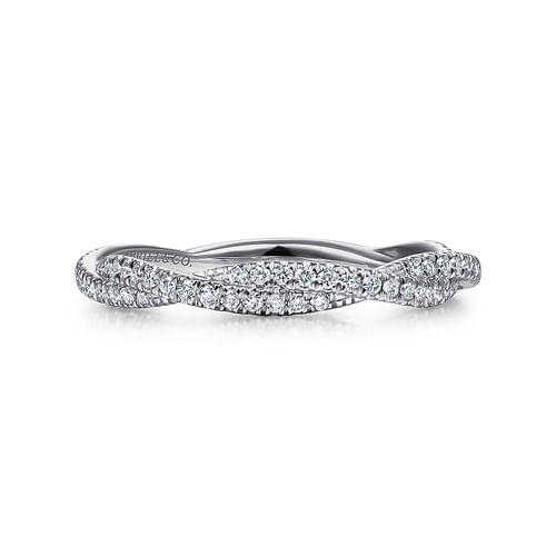 14K White Gold Diamond Pavé Twisted Stackable Band