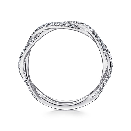 14K White Gold Diamond Pavé Twisted Stackable Band