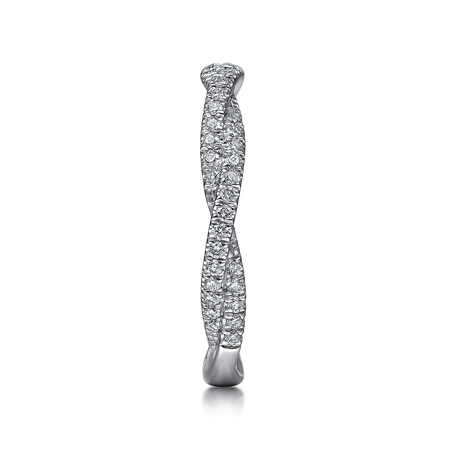 14K White Gold Diamond Pavé Twisted Stackable Band