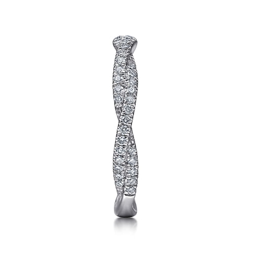 14K White Gold Diamond Pavé Twisted Stackable Band