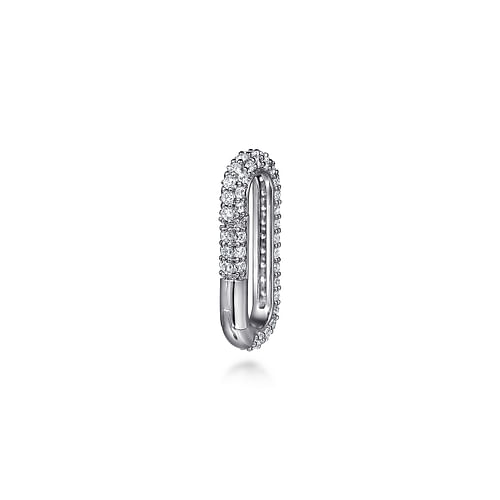 14K White Gold Diamond Pave Paperclip Lock