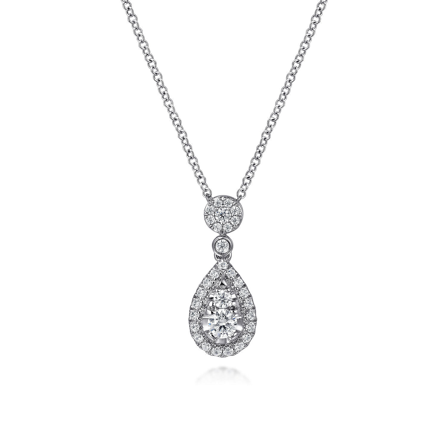 Gabriel - 14K White Gold Diamond Pear Shape Pendant Necklace