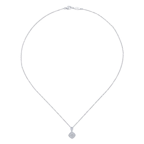 14K White Gold Diamond Pendant  Necklace