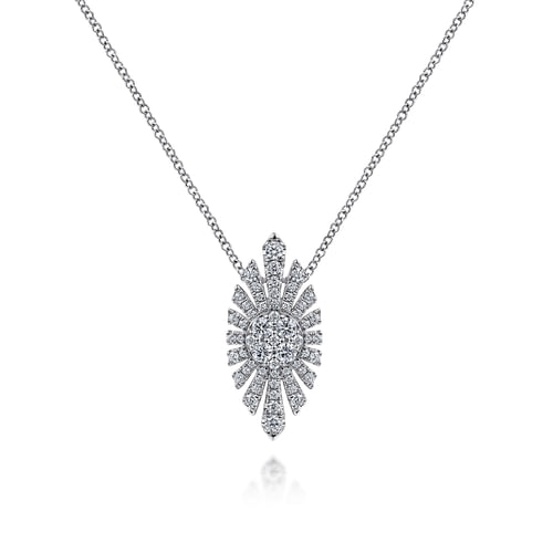 14K White Gold Diamond Pendant Necklace