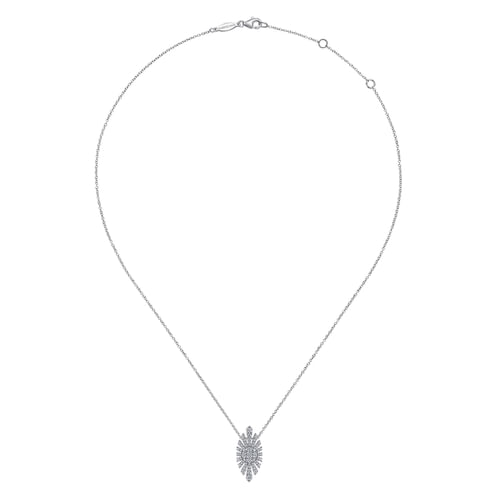 14K White Gold Diamond Pendant Necklace