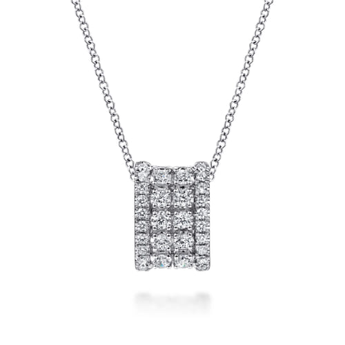 14K White Gold Diamond Pendant Necklace