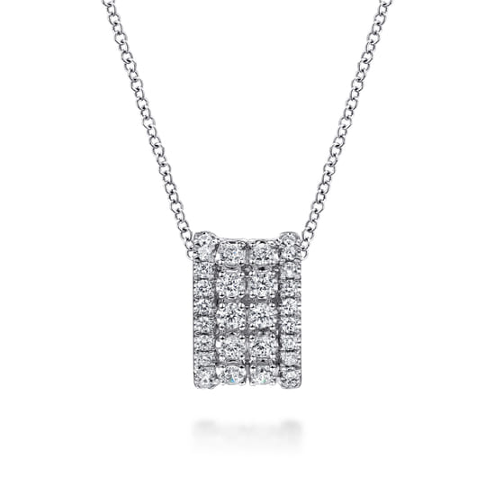 14K White Gold Diamond Pendant Necklace