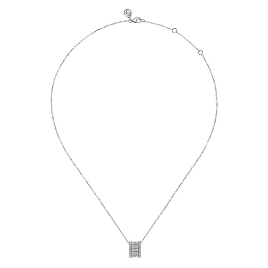 14K White Gold Diamond Pendant Necklace angle 2