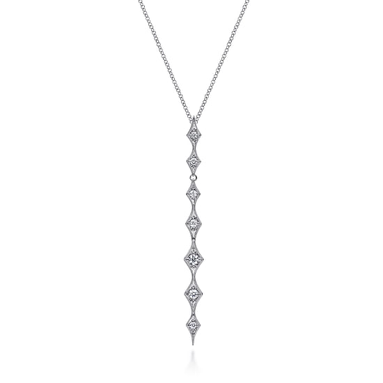 Gabriel - 14K White Gold Diamond Rhombus Station Y Necklace