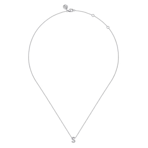 14K White Gold Diamond S Initial Pendant Necklace