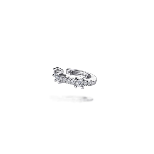 14K White Gold Diamond Single Ear Cuff 