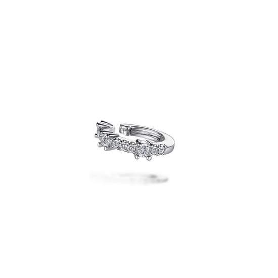 14K White Gold Diamond Single Ear Cuff 