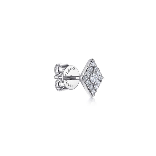 14K White Gold Diamond Single Stud Earring