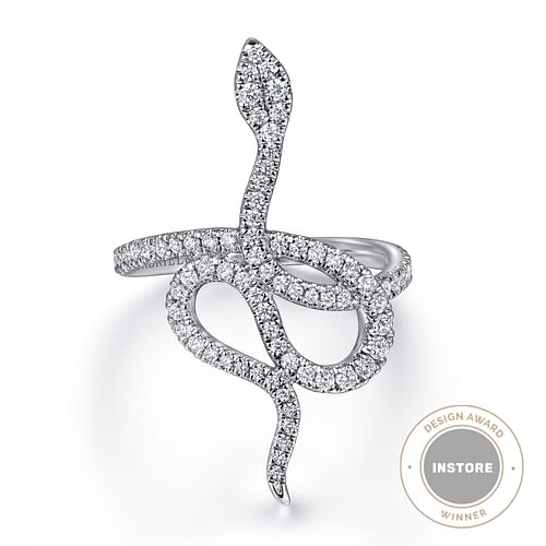 14K White Gold Diamond Snake Ladies Ring