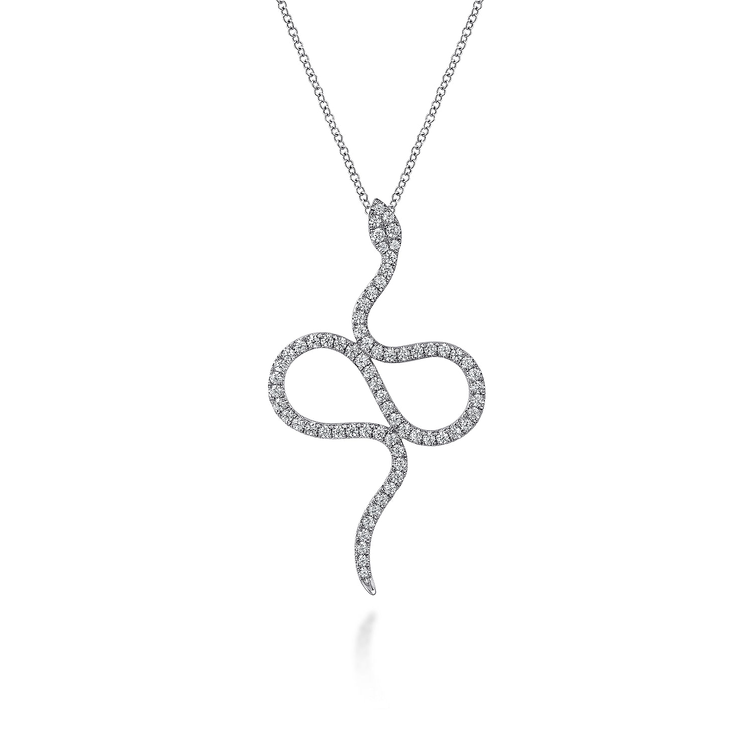 Gabriel - 14K White Gold Diamond Snake Pendant Necklace