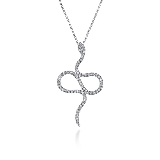 Gabriel - 14K White Gold Diamond Snake Pendant Necklace