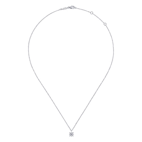 14K White Gold Diamond Snowflake Pendant Necklace