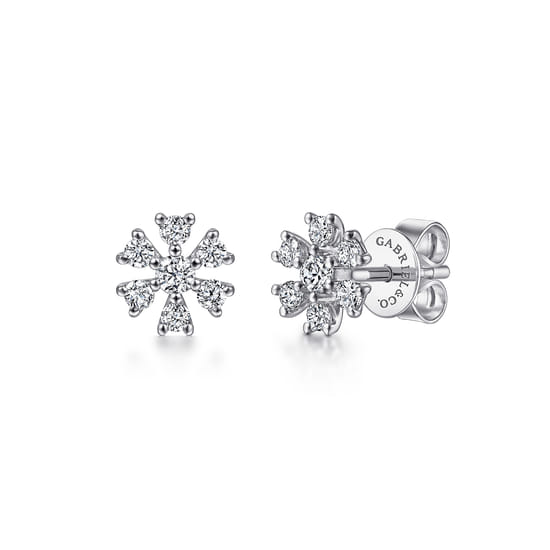 Gabriel - 14K White Gold Diamond Snowflake Stud Earrings