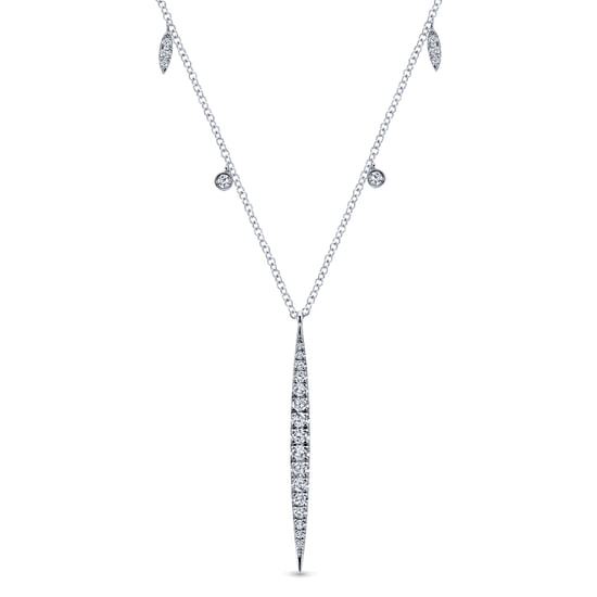 Gabriel - 14K White Gold Diamond Spear Pendant Necklace with Chain Drops