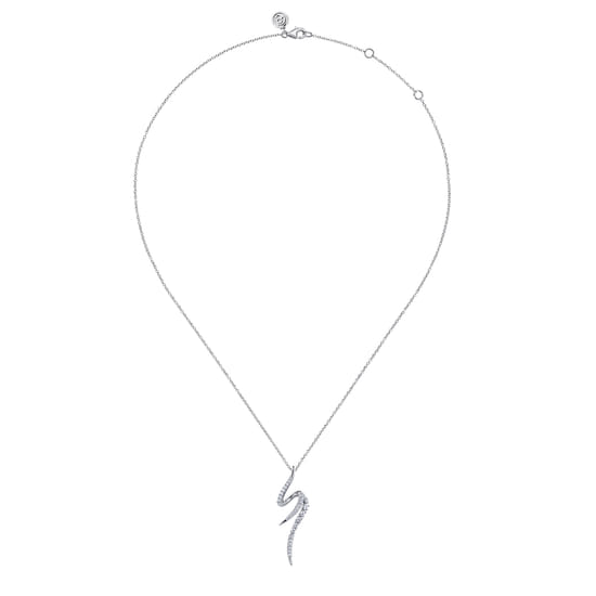 14K White Gold Diamond Spike Bypass Drop Necklace angle 2