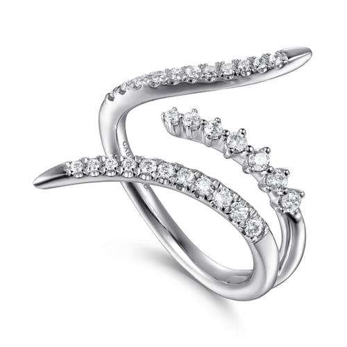 14K White Gold Diamond Spike Bypass Ring 14K White Gold Diamond Spike Bypass Ring