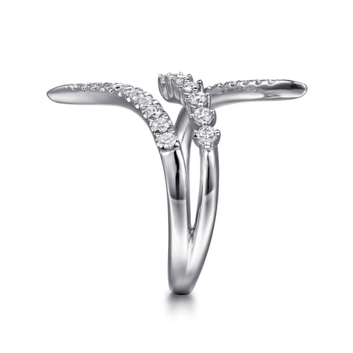 14K White Gold Diamond Spike Bypass Ring 14K White Gold Diamond Spike Bypass Ring