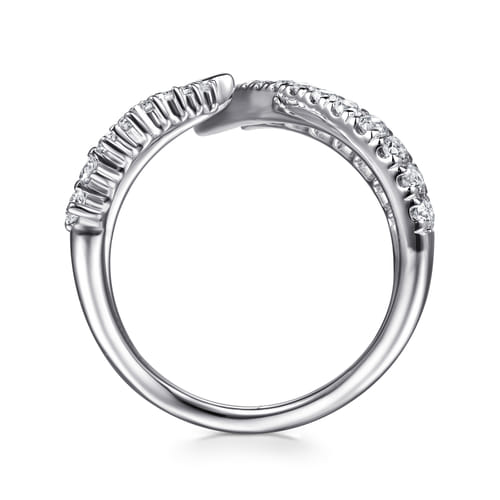 14K White Gold Diamond Spike Bypass Ring