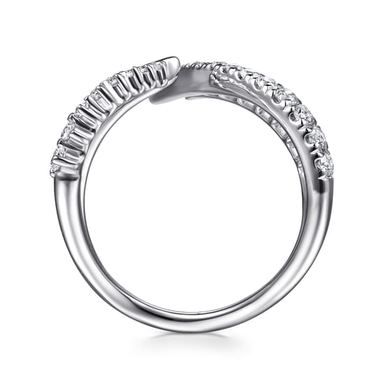 14K White Gold Diamond Spike Bypass Ring angle 2
