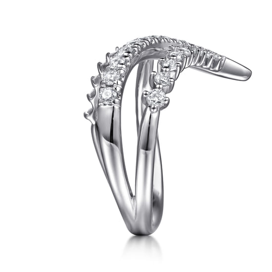 14K White Gold Diamond Spike Bypass Ring angle 4