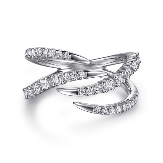 Gabriel - 14K White Gold Diamond Spike Bypass Ring
