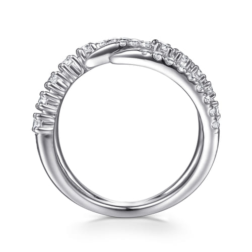 14K White Gold Diamond Spike Bypass Ring