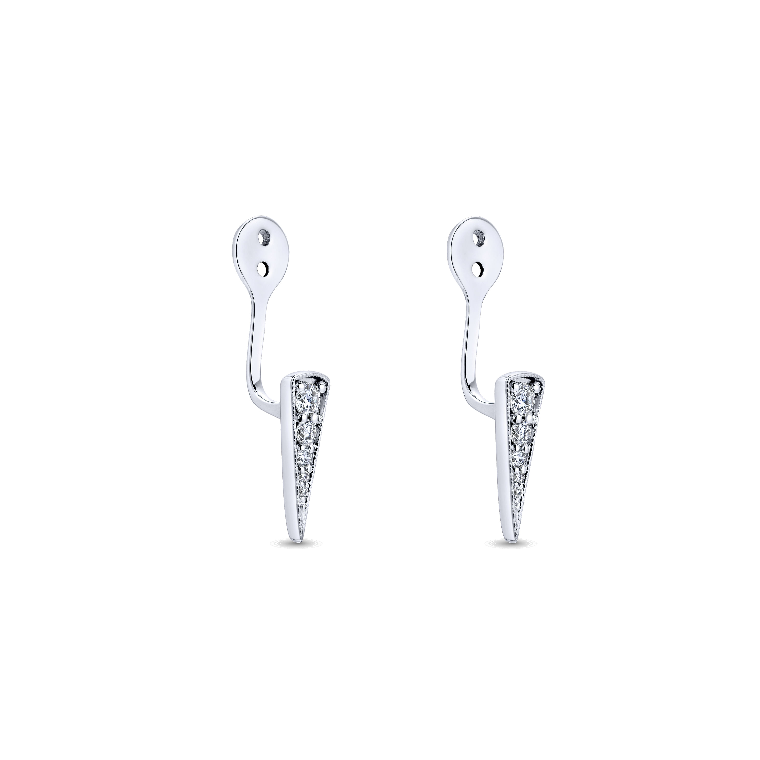 14K White Gold Diamond Spike Enhancer Earrings