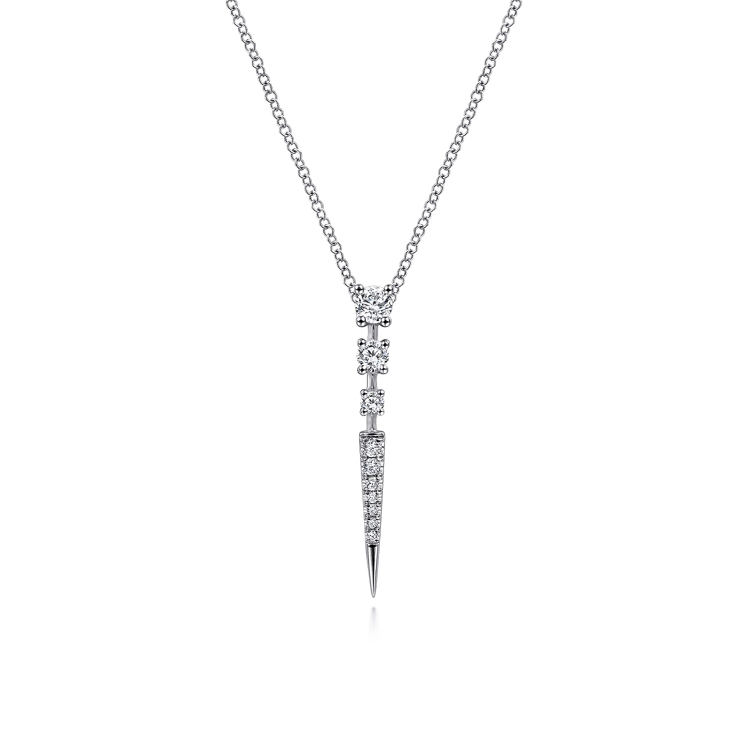 Gabriel - 14K White Gold Diamond Spike Pendant Drop Necklace