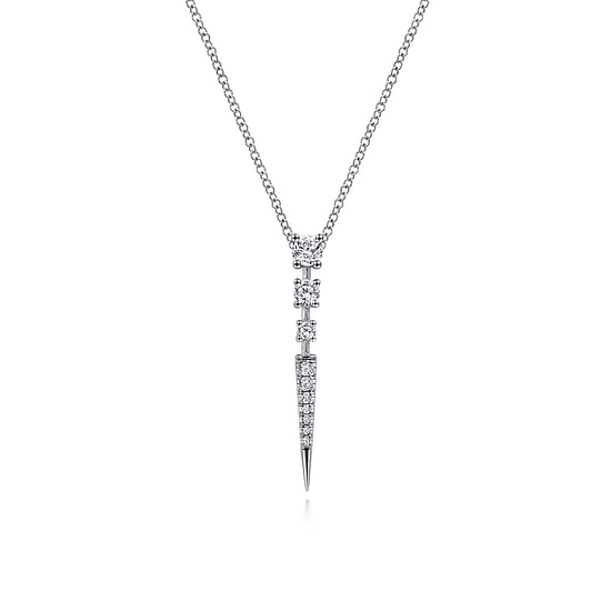 Gabriel - 14K White Gold Diamond Spike Pendant Drop Necklace