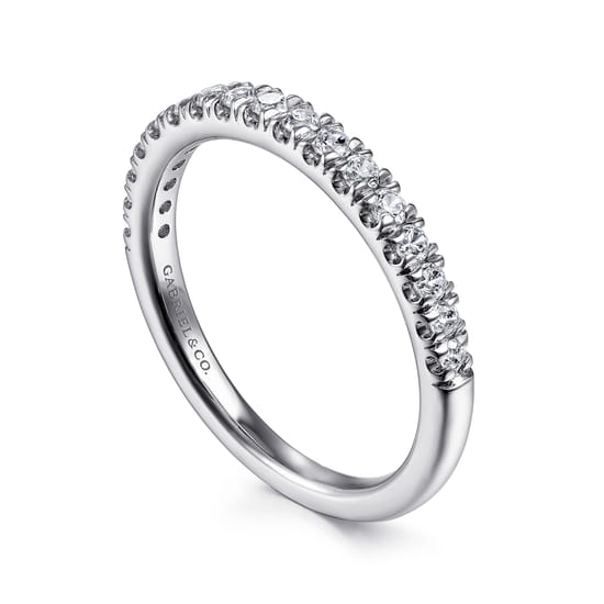 14K White Gold Diamond Stackable Band angle 3