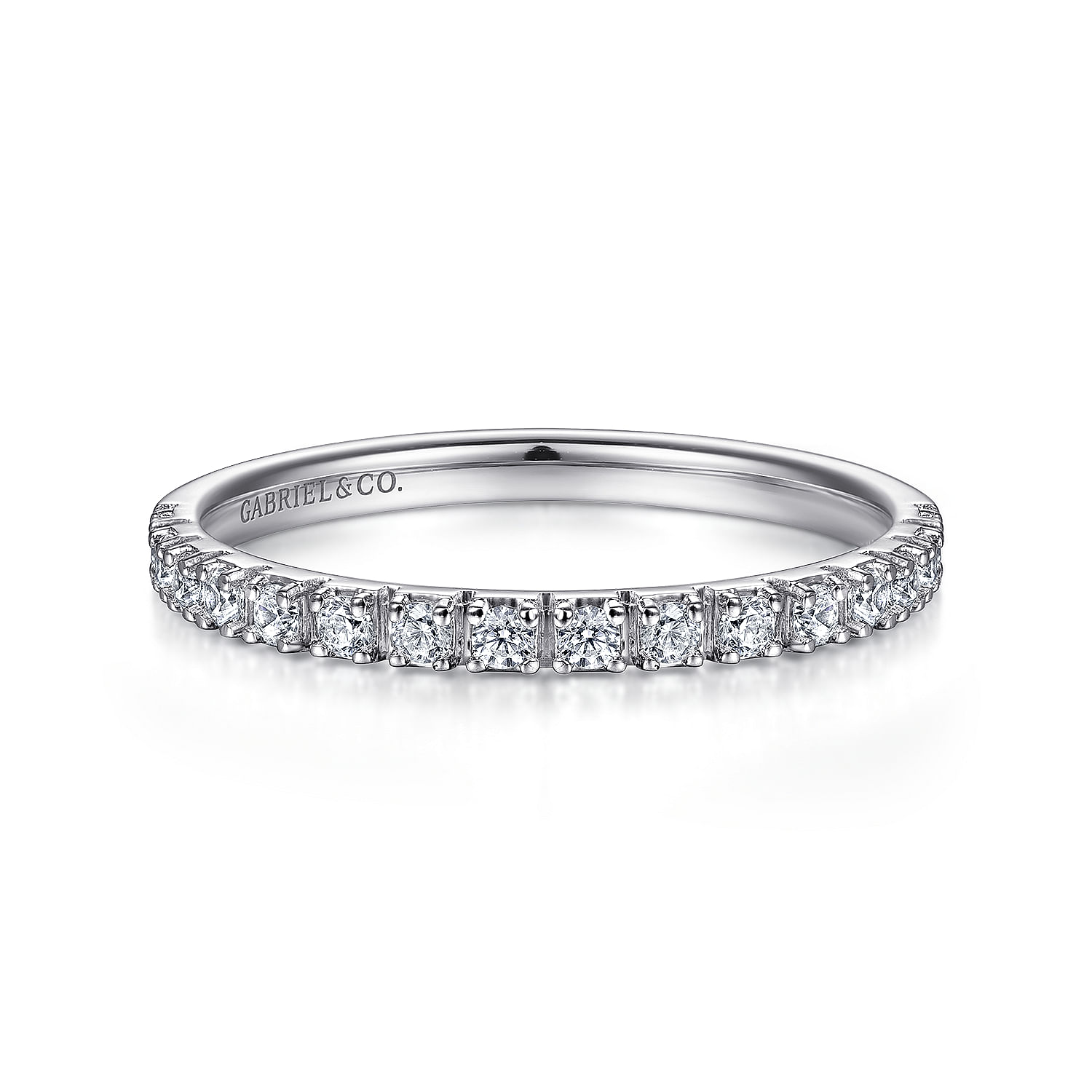14K White Gold Diamond Stackable Band