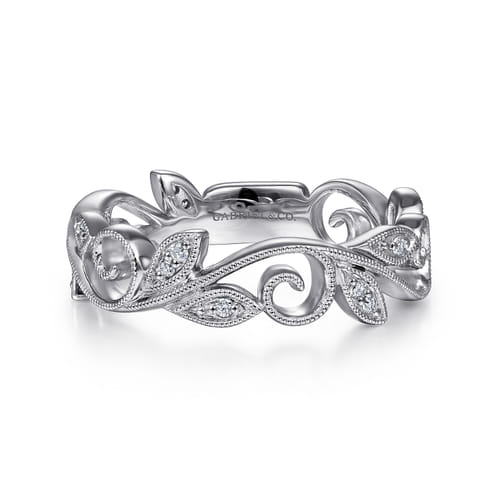14K White Gold Diamond Stackable Ring