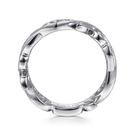 14K White Gold Diamond Stackable Ring angle 2