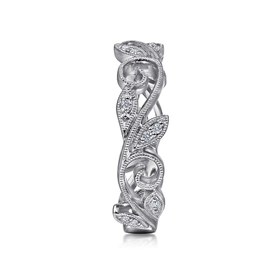 14K White Gold Diamond Stackable Ring angle 4