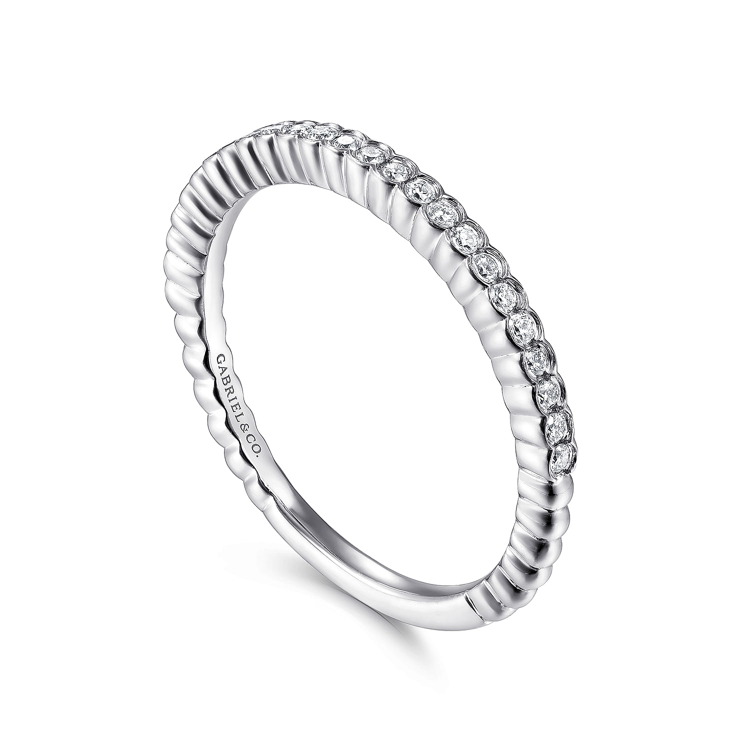 14K White Gold Diamond Stackable Ring