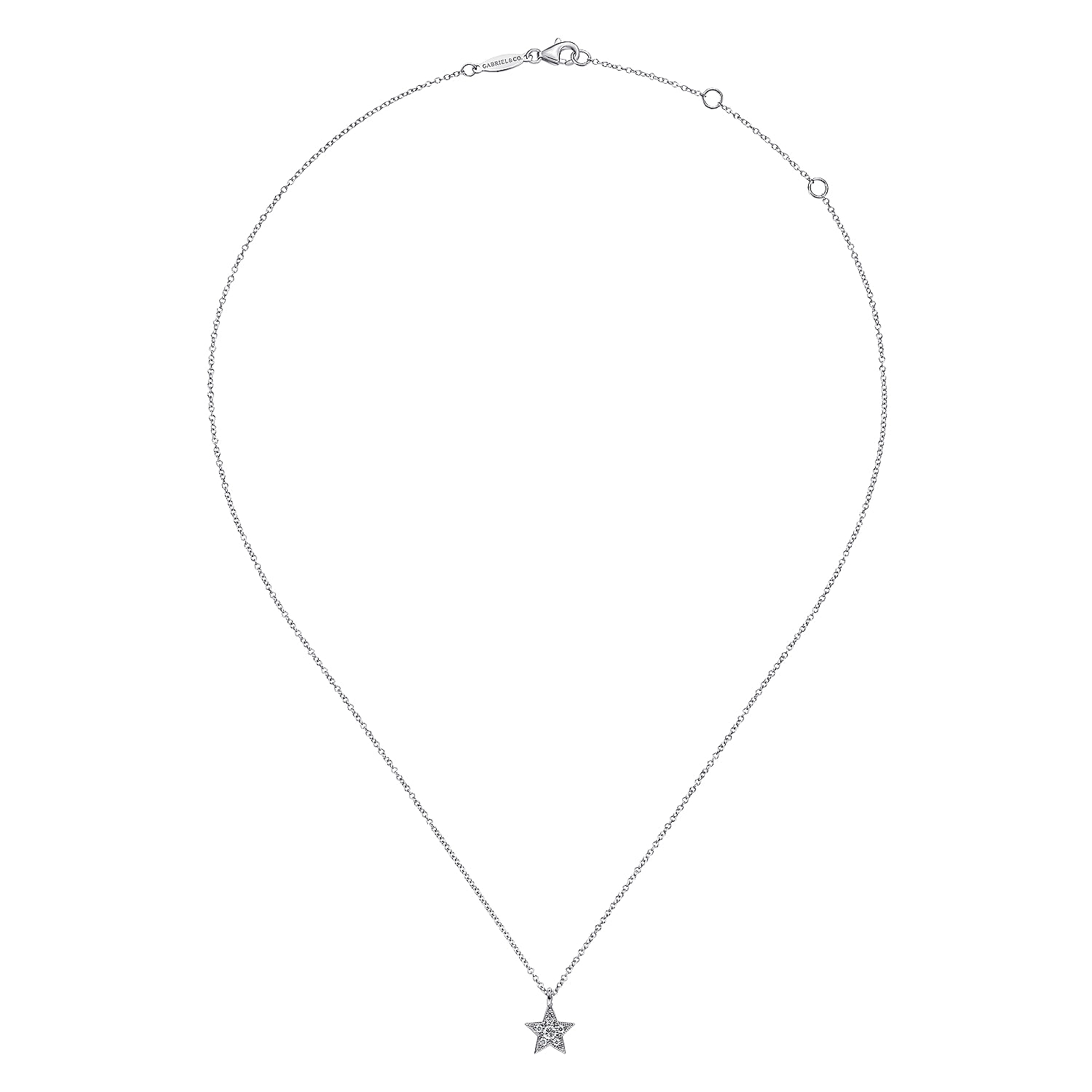 14K White Gold Diamond Star Pendant Necklace