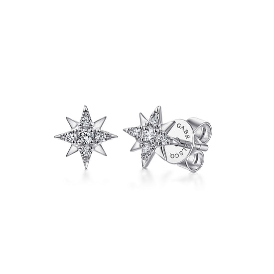 Gabriel - 14K White Gold Diamond Star Stud Earrings