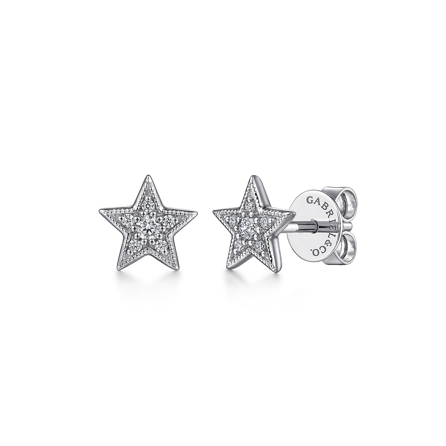 Gabriel - 14K White Gold Diamond Star Stud Earrings