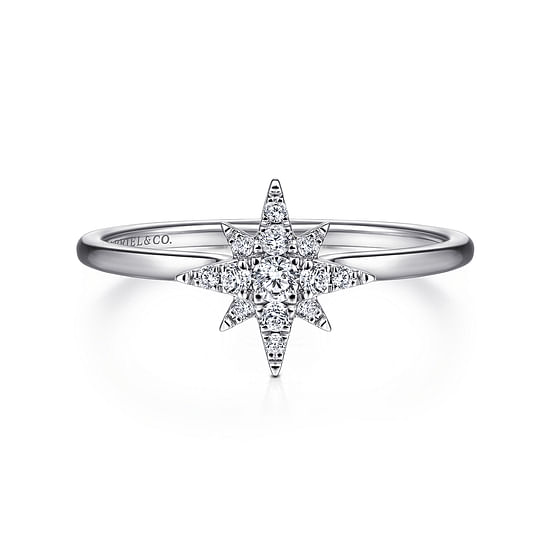 Gabriel - 14K White Gold Diamond Starburst Ring