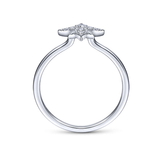 14K White Gold Diamond Starburst Ring